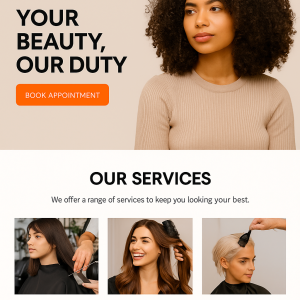 Page d’accueil d’un salon de coiffure – modèle de site vitrine moderne